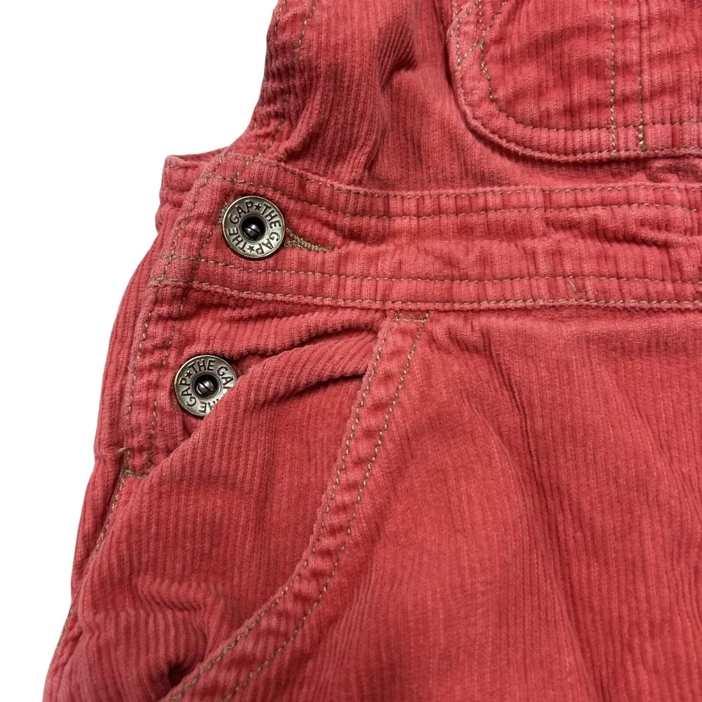 Gap Girl 2XS (4-5Y) Red Bib Overalls Vintage VTG Corduroy Fall Preppy